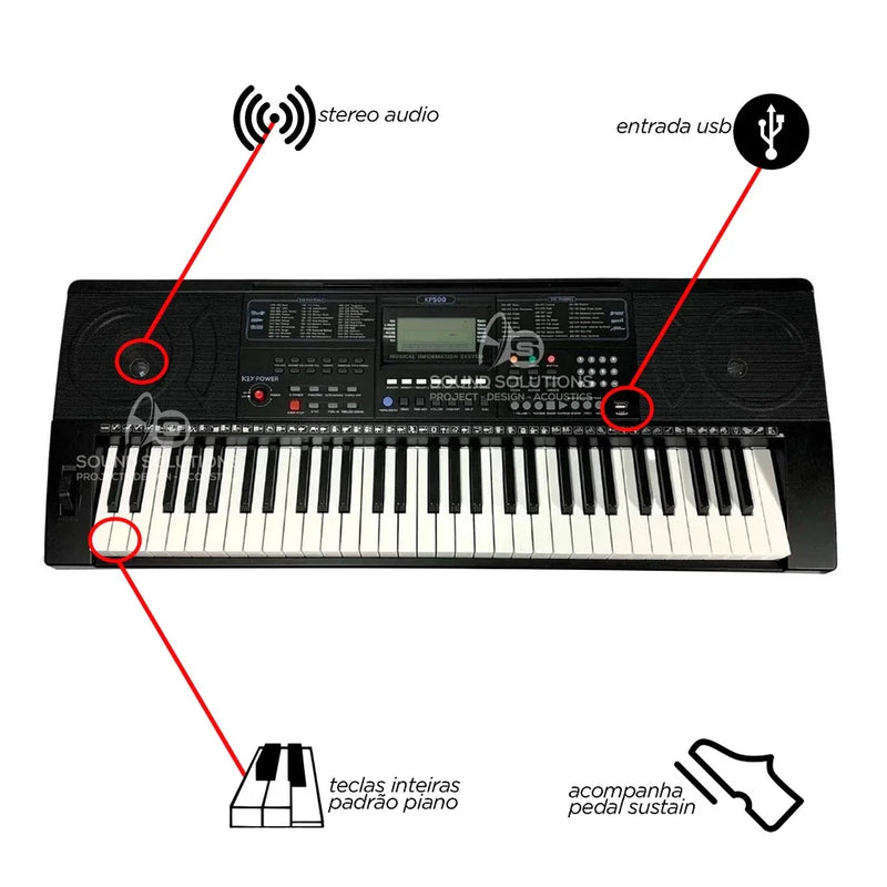 Teclado Digital Kadosh KP500 – Desperte Seu Talento Musical com o Mais Completo da Linha! 🎶