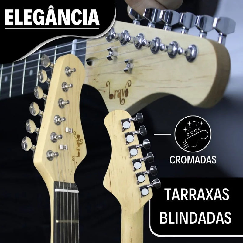 Kit Completo Guitarra Stratocaster Bravo BEG-100 – Desempenho e Conforto para Iniciantes! 🎸