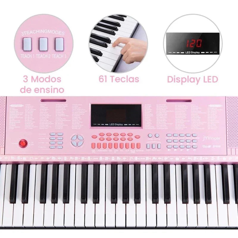 Teclado Piano Profissional Rosa MXT! 🎶