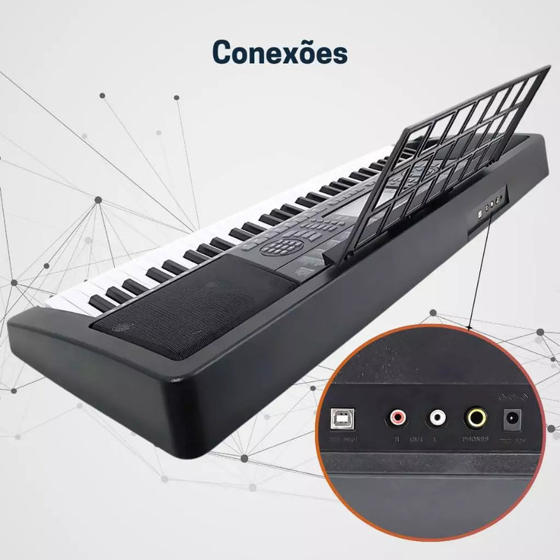 Liberte seu Talento com o Kit Teclado Midi Voik VTM-5000 - Com Suporte e Banco! 🎹