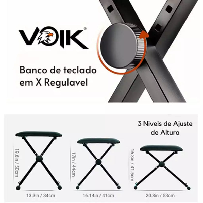 Liberte seu Talento com o Kit Teclado Midi Voik VTM-5000 - Com Suporte e Banco! 🎹