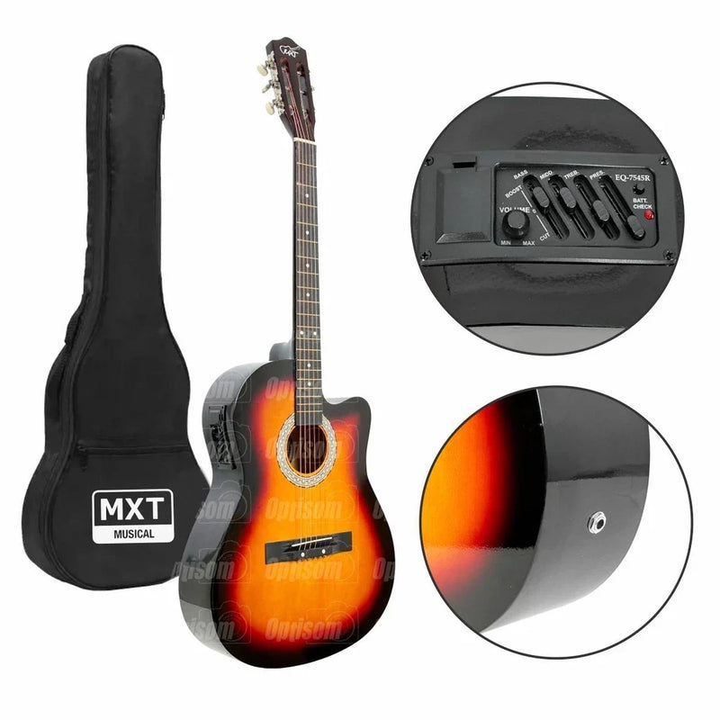 Violão Eletroacústico MXT Cutway 39" com Equalizador e Capa – Sunburst 🎶