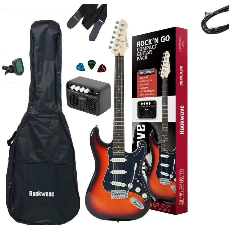 Kit Guitarra Rockwave Strinberg Strato RGK50 BK 🎸