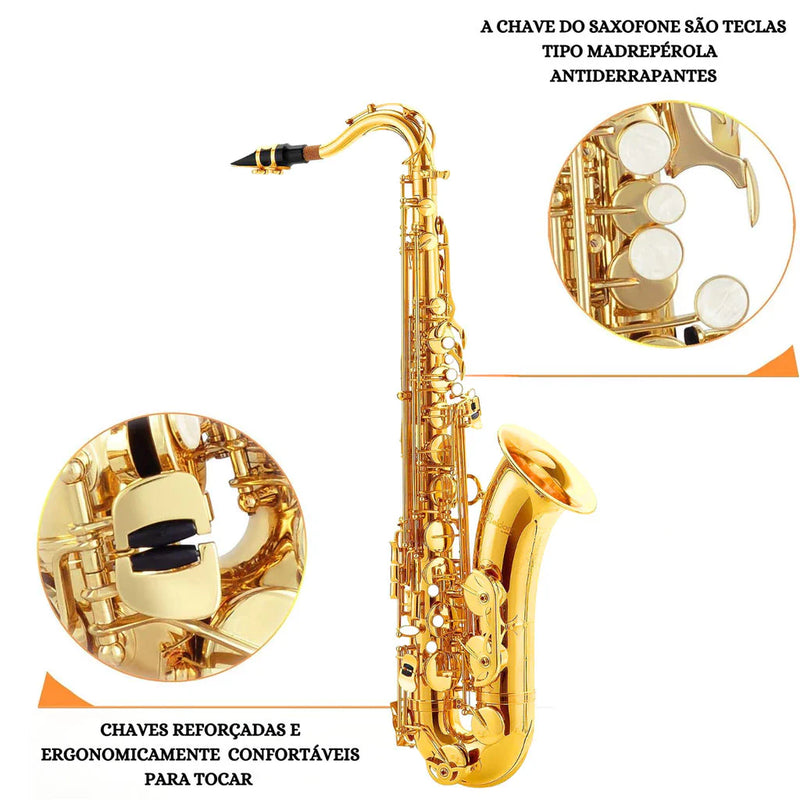 Saxofone Alto Laqueado Top Luxo Dourado | Profissional em Eb (Mib) 🎷