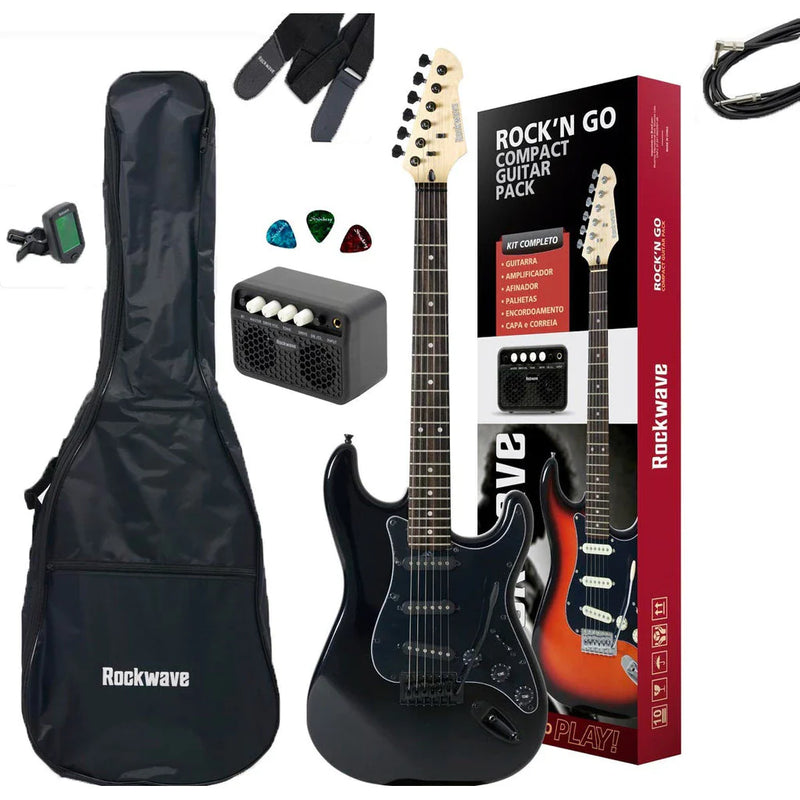 Kit Guitarra Rockwave Strinberg Strato RGK50 BK 🎸